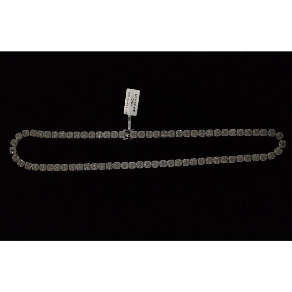 MOISSANITE Chain 925 Sterling Silver Passes Tester Real Iced Hip Hop Necklace 18